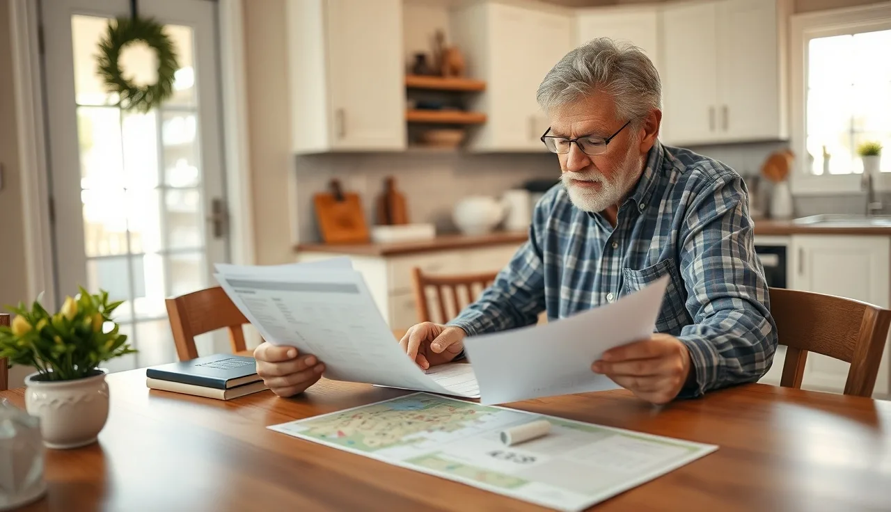 Homeowner reviewing property assessment documents at a kitchen table in Arizona