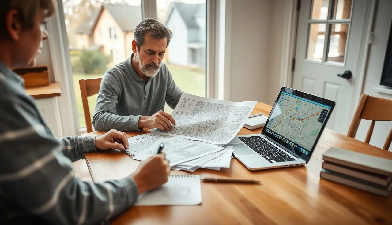 Homeowner reviewing comparable property sales records at a kitchen table