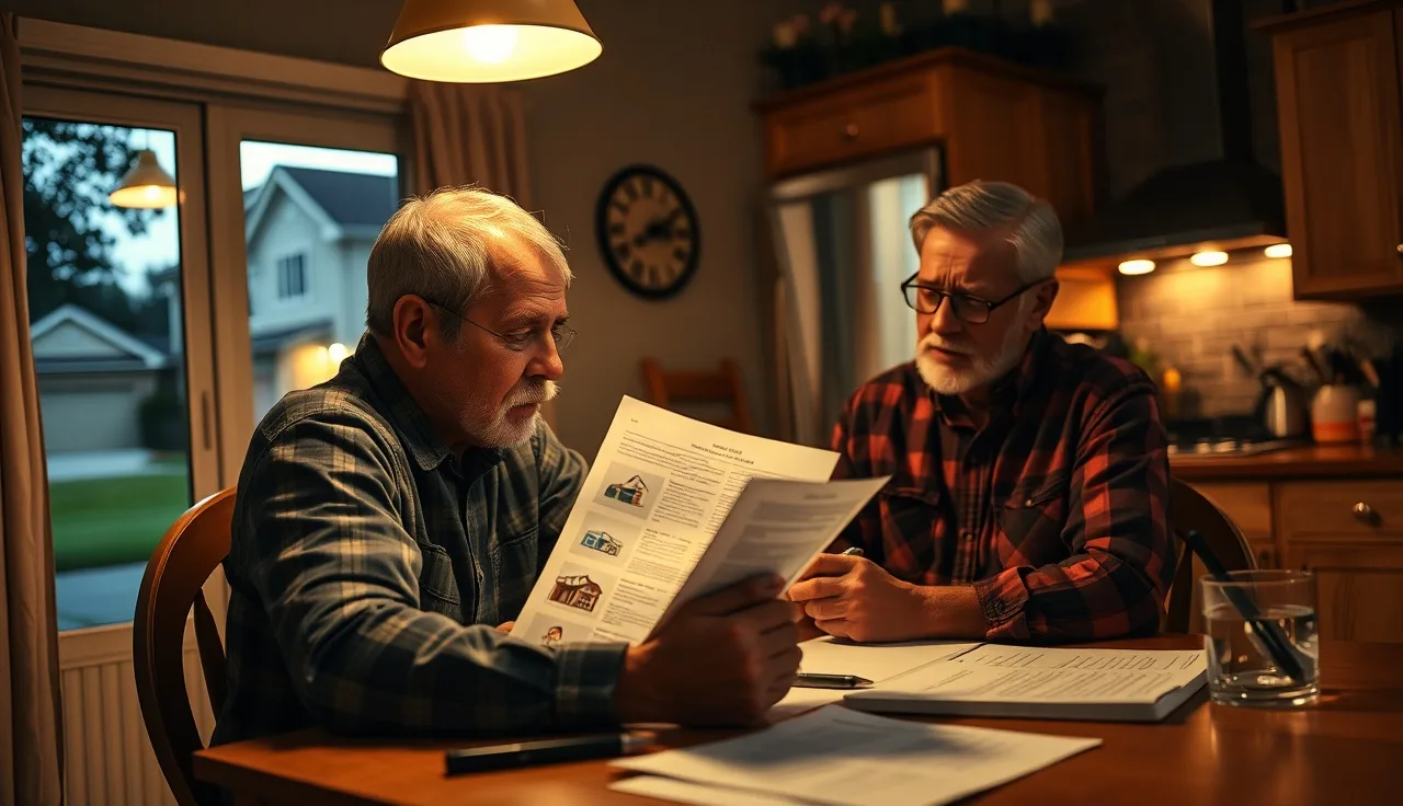 Homeowner reviewing property assessment documents at a kitchen table after ADU construction