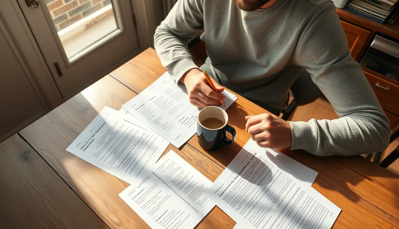 Homeowner reviewing NYC property tax assessment documents at kitchen table