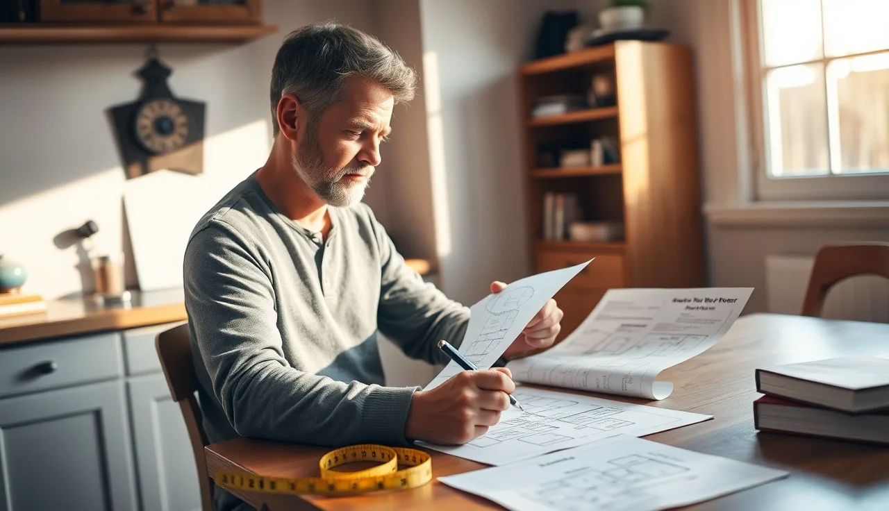 Homeowner reviewing property tax assessment documents at kitchen table