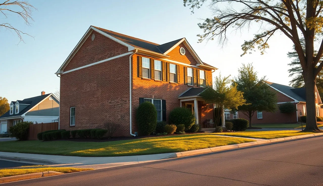 Brick suburban house in Raleigh North Carolina during a Wake County property tax assessment year