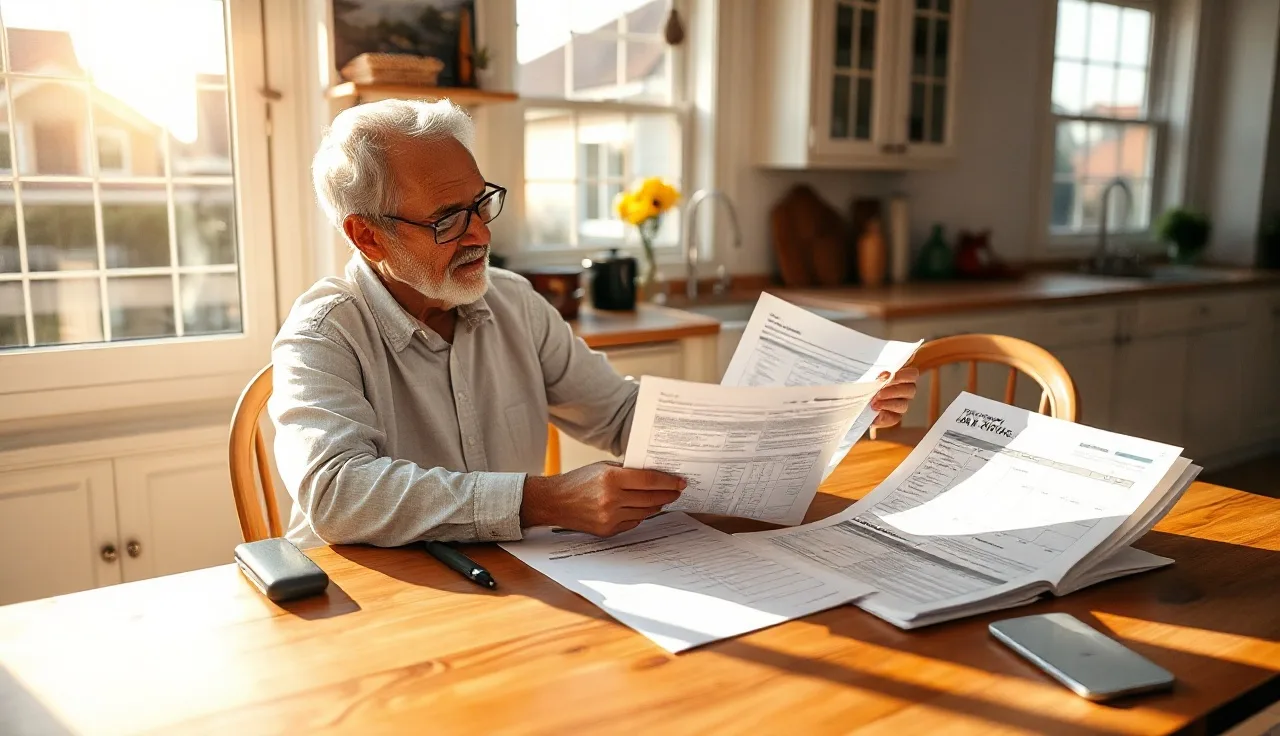 Homeowner reviewing property tax assessment documents at a kitchen table