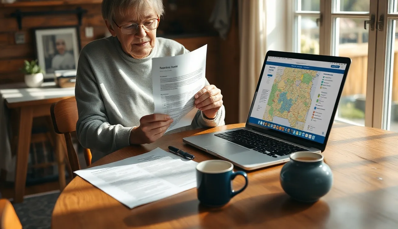 Homeowner reviewing property tax assessment documents at a kitchen table