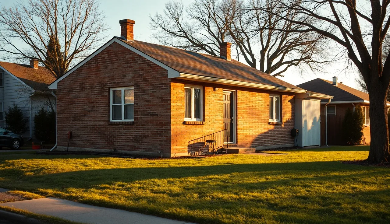 Brick residential house on a quiet street, representing property tax redemption process