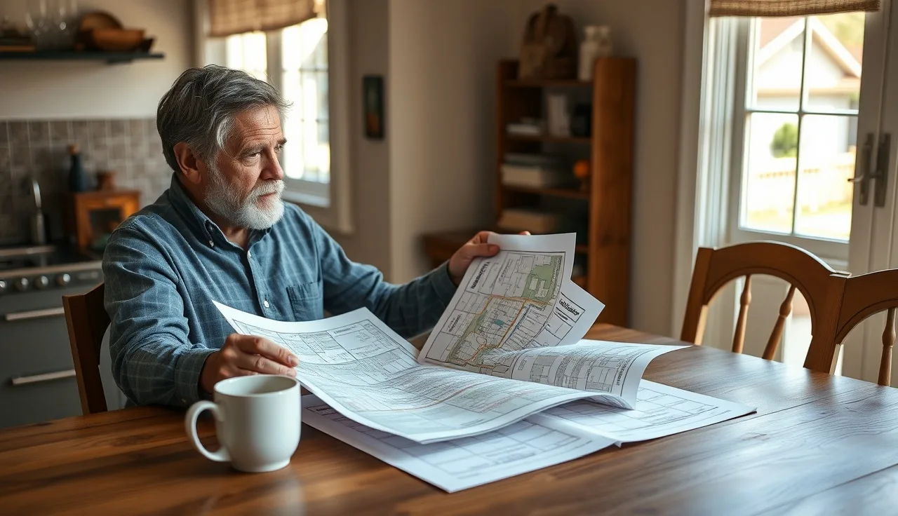 Homeowner reviewing comparable sales records at kitchen table for property tax appeal