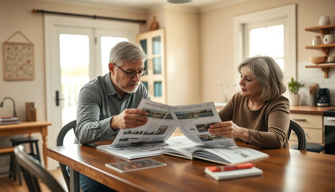 Realtor and homeowner reviewing comparable sales data at kitchen table