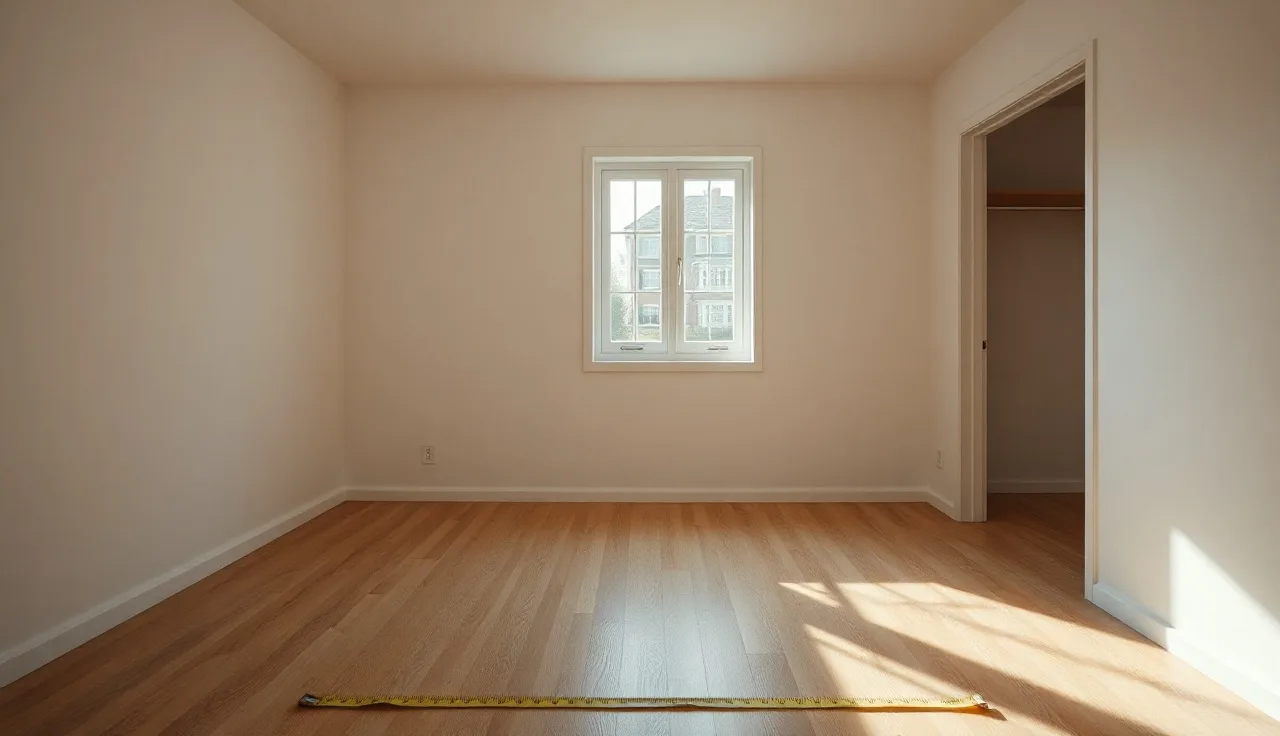 Spare room with no closet being measured to document bedroom count for tax appeal