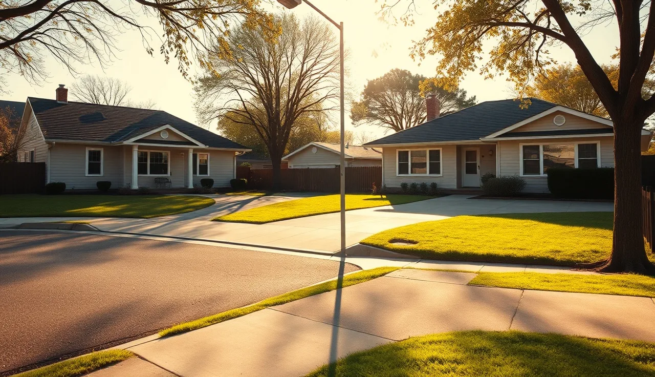 Two nearly identical suburban houses side by side, illustrating property assessment comparison between neighbors