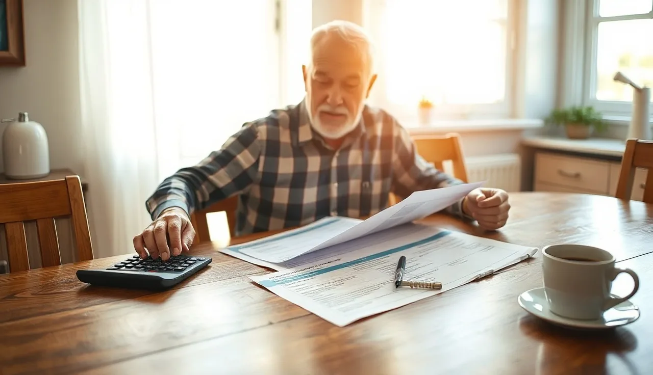Homeowner reviewing assessment ratio study documents at kitchen table for property tax appeal
