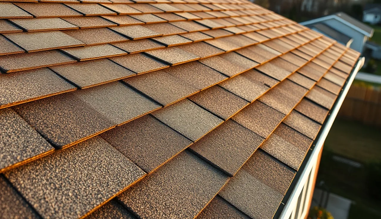 Weathered residential roof with curling shingles showing visible age-related deterioration