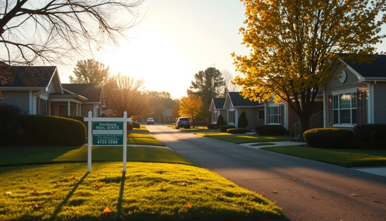 Suburban street with similar homes and a for-sale sign, illustrating comparable property sales