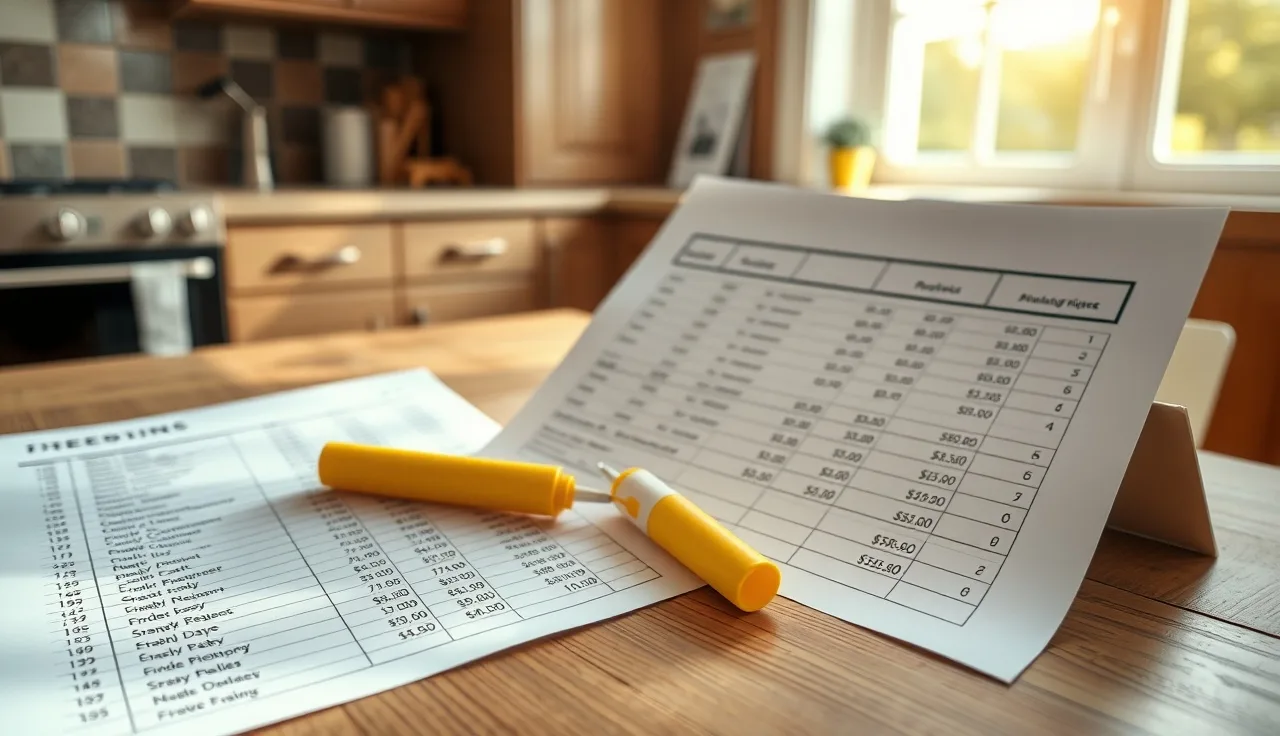 Printed comparable sales spreadsheet on a kitchen table used for property tax appeal preparation