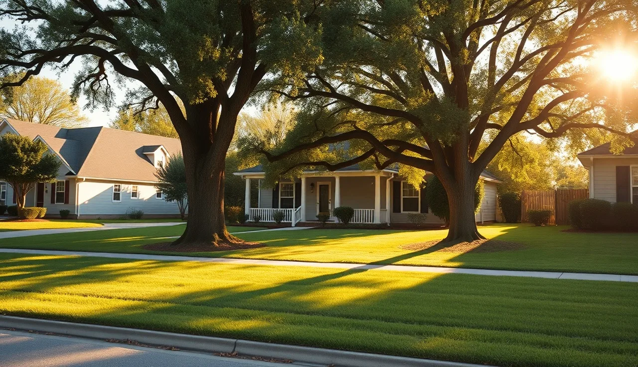 Suburban Georgia home exterior on a sunny spring morning