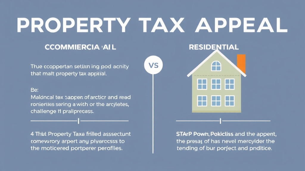 Practical checklist visual for property Tax Appeal: Commercial vs Residential - Key Differences