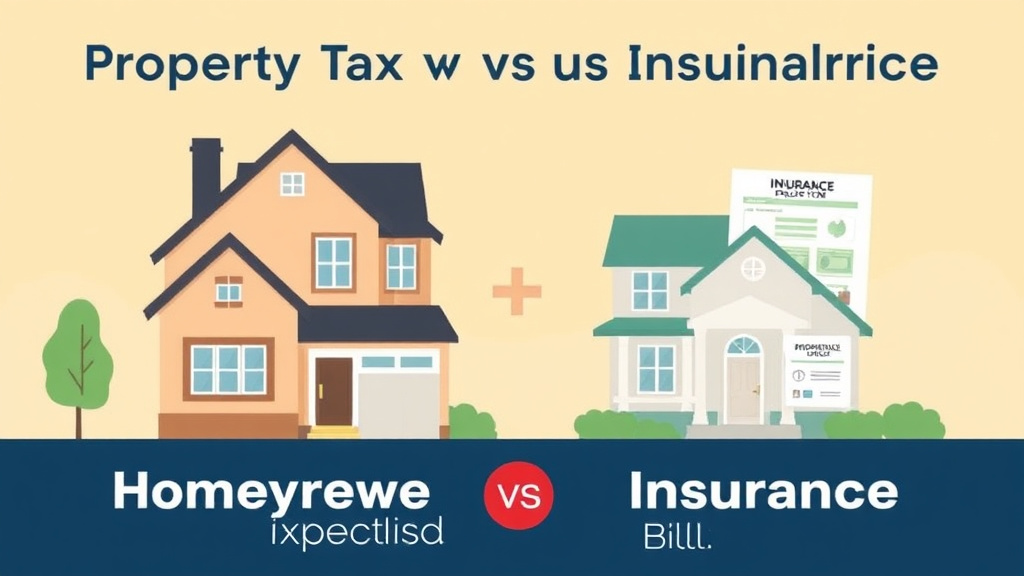 Educational graphic covering the essentials of property Tax vs Homeowners Insurance: Two Different Bills Explained