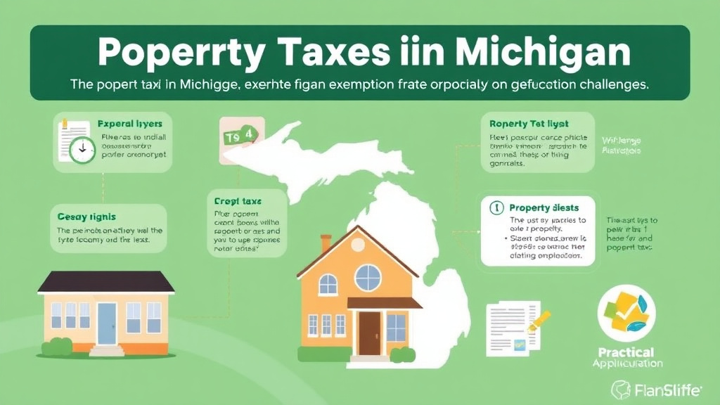 Action-oriented illustration showing how to apply property Taxes in Michigan: Rates, Exemptions, and How They Work (2026)