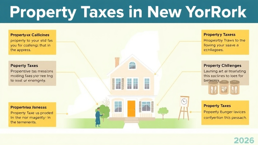 Action-oriented illustration showing how to apply property Taxes in New York: Rates, Exemptions, and How They Work (2026)