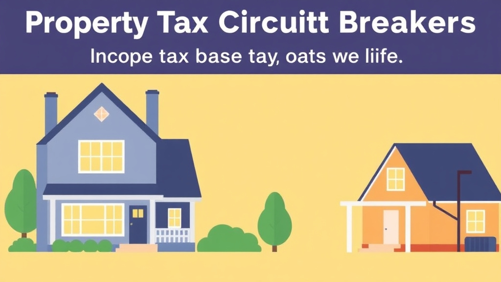 An informative visual explaining property Tax Circuit Breaker Programs: Income-Based Tax Relief for beginners and professionals
