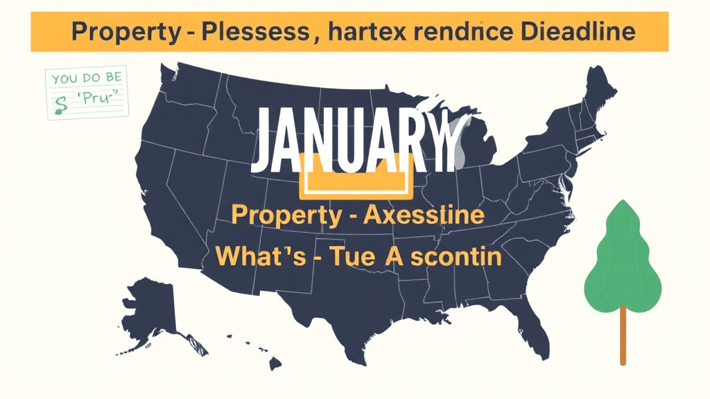 Educational graphic covering the essentials of january Property Tax Deadlines by State: What's Due This Month