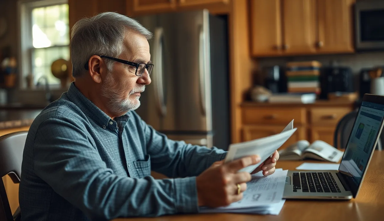 Homeowner reviewing Bexar County property appraisal records at kitchen table