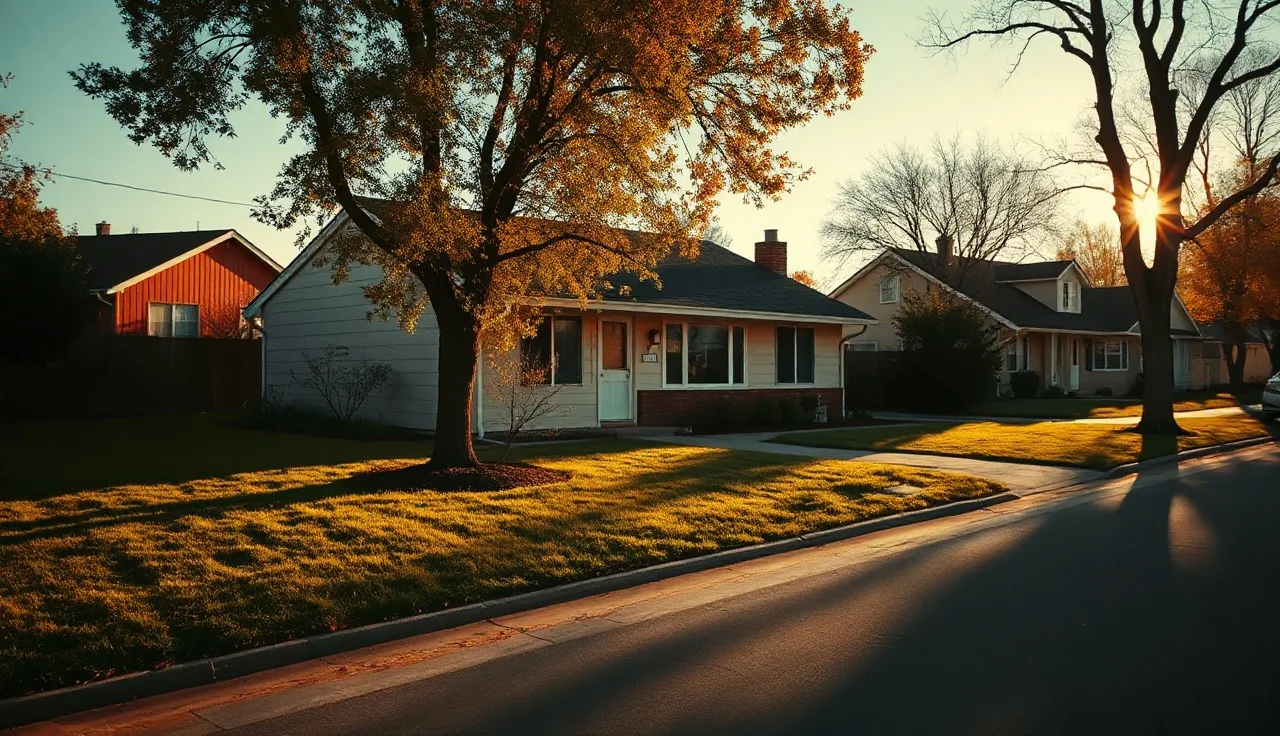 Suburban house in the East Bay with golden afternoon light, Contra Costa County