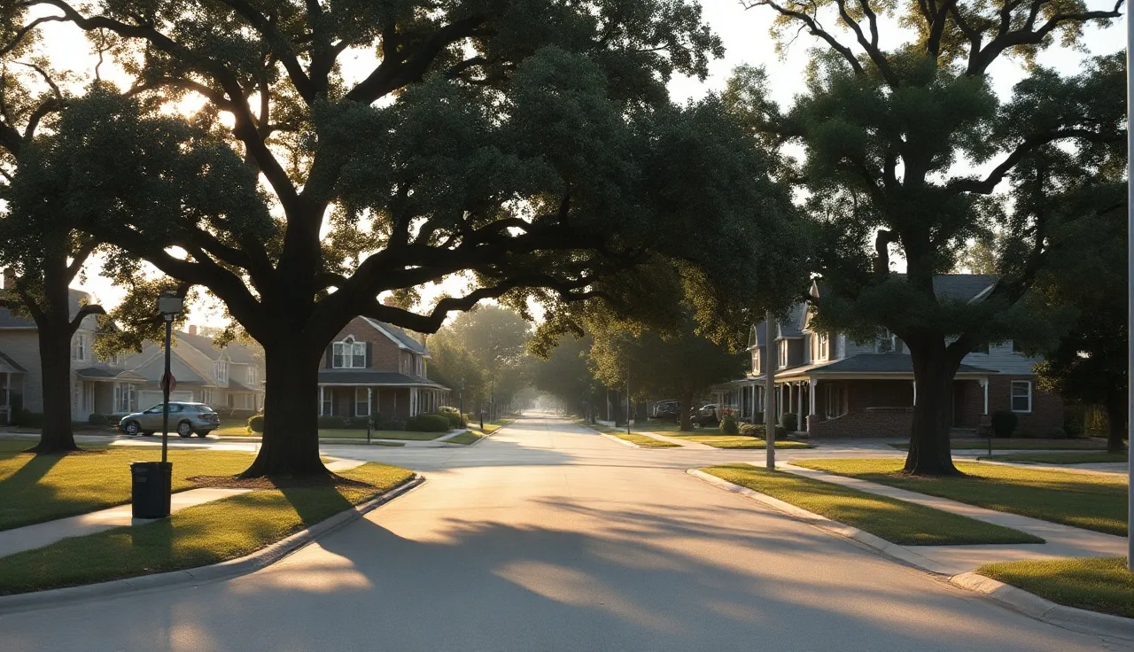 Suburban residential street in Kane County Illinois on a summer morning