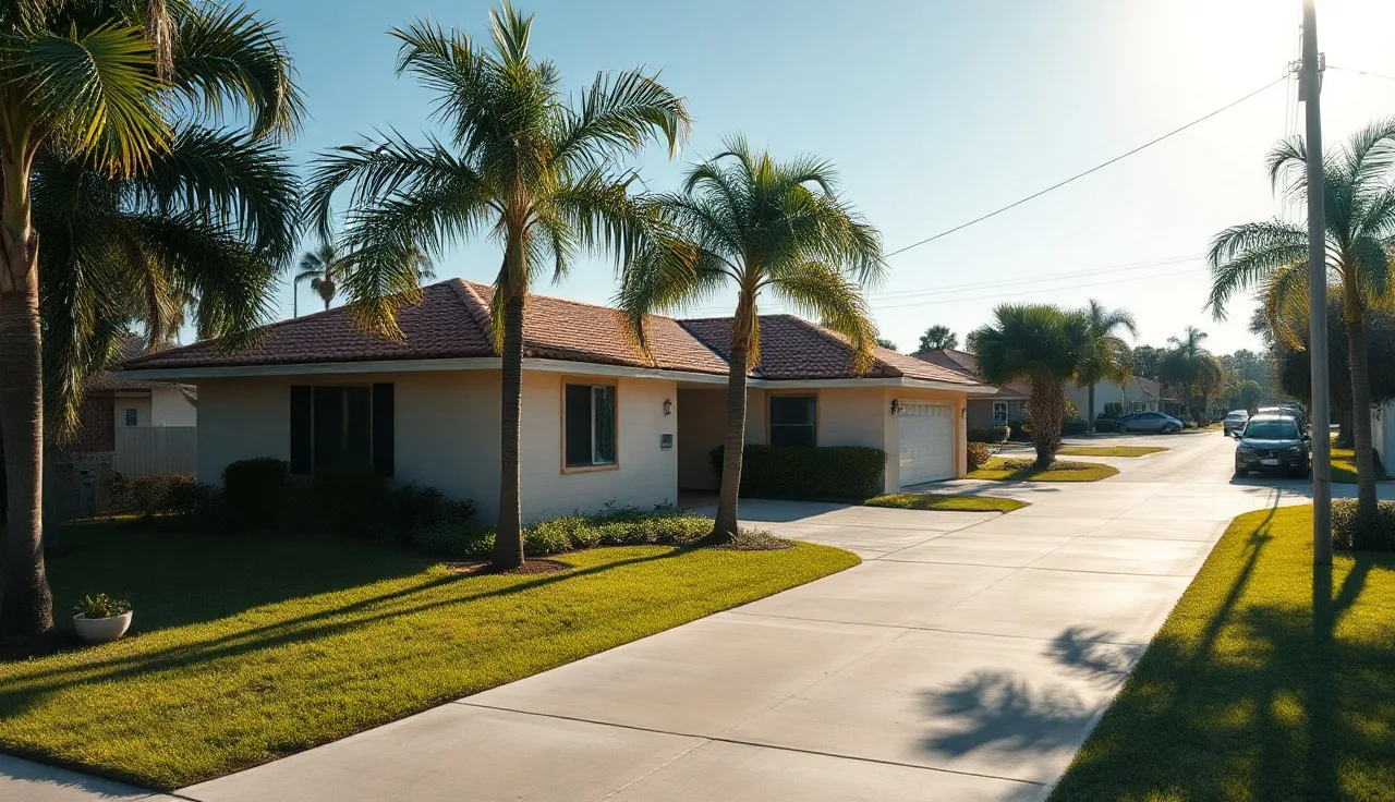 Single-story Florida home with palm trees under morning light, representing Lee County property assessment