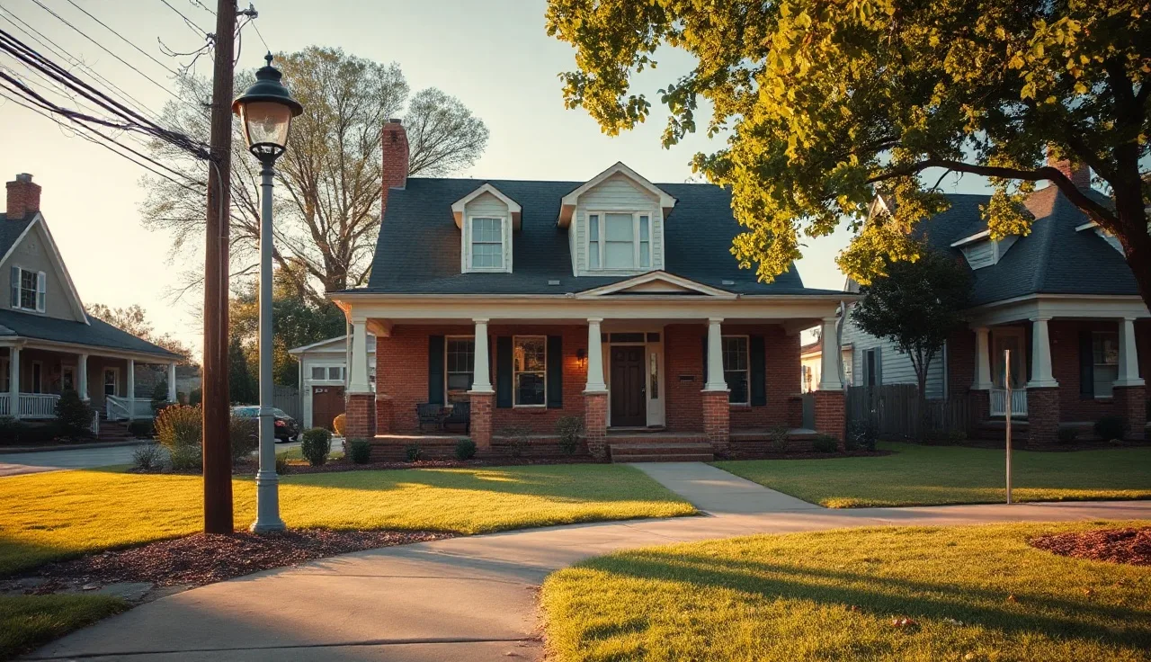 Brick craftsman home on a sunny Huntsville Alabama residential street, property tax appeal context