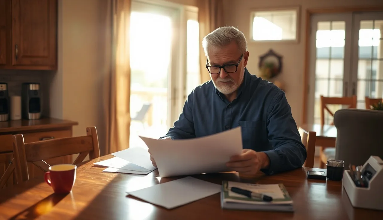 Homeowner reviewing Maricopa County property assessment documents at kitchen table