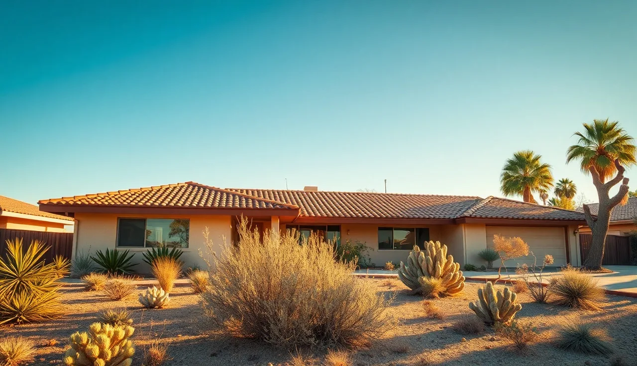 Ranch-style house in Phoenix with desert landscaping under bright afternoon sun