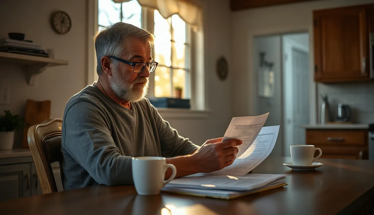 Homeowner reviewing Marion County property assessment documents at kitchen table