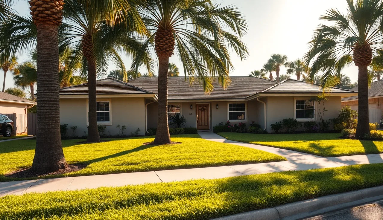 A sunny Tampa-area ranch home with palm trees, representing Hillsborough County property tax