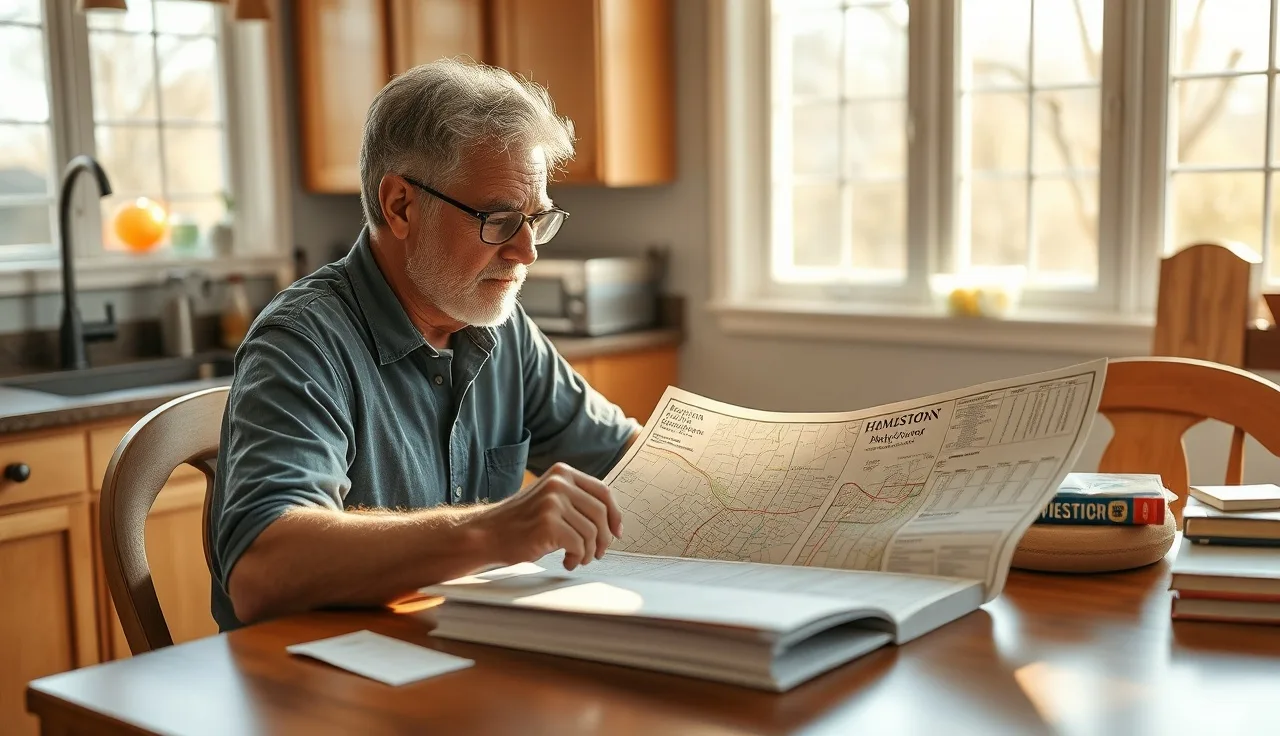 Houston homeowner reviewing property tax appraisal records at kitchen table