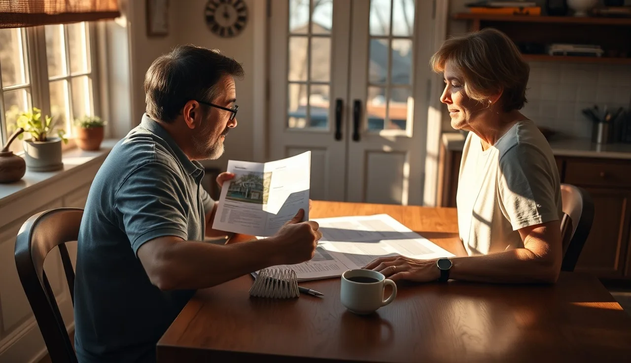 Homeowner reviewing property appraisal documents at a sunlit kitchen table in San Antonio