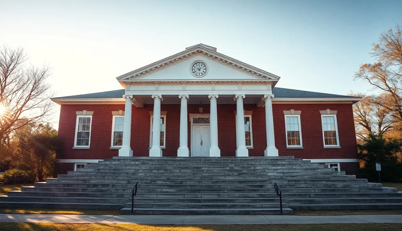 Putnam County Georgia courthouse exterior on a clear spring morning