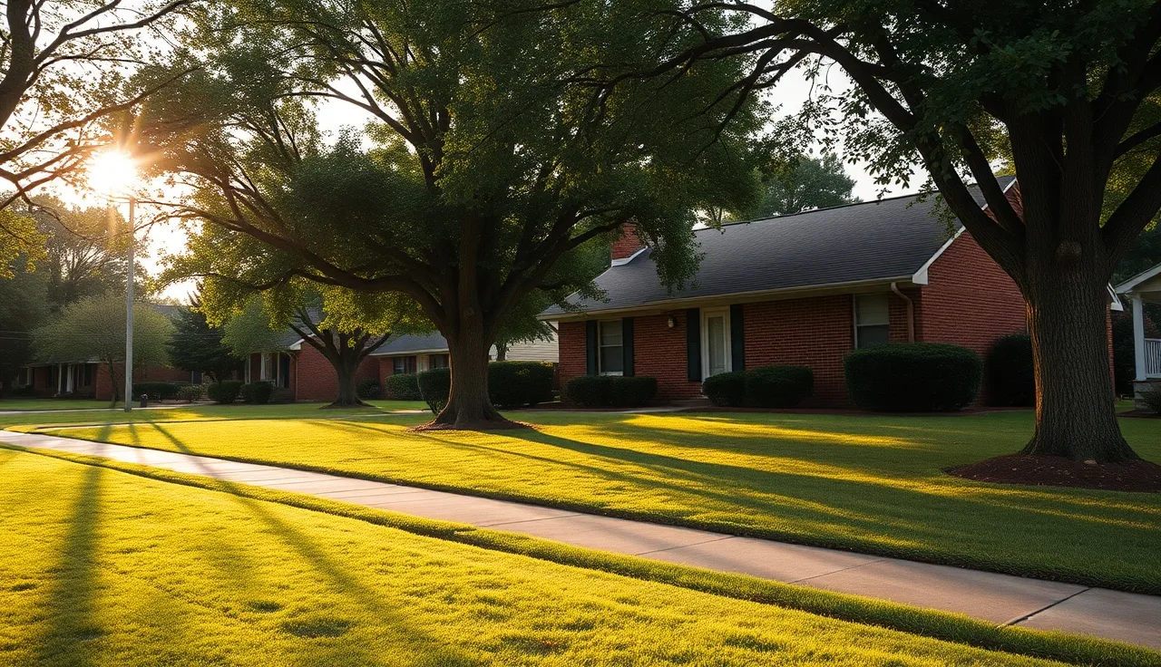 Suburban brick home in Shelby County Tennessee under afternoon light